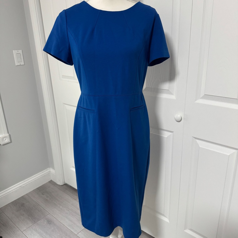 Talbots Royal Blue Short Sleeve Sheath Dress Size 6 Professional Workwear